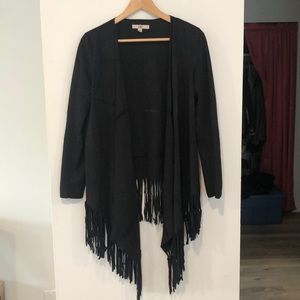 Bohemian goth fringe cardigan